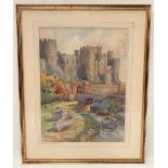 HELEN SEDDON (Active 1925-1955) Conway Castle Watercolour Signed 38cm x 28cm