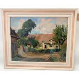 JOHN ANTHONY PARK (1880-1962) A.R.R. A thatched cottage Oil on canvas Signed 40cm x 49cm