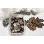 Quantity of coins, pre-decimal and foreign, including a little silver.