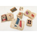 Collection of cigarette silk cards, including B.D.V. Cigarettes with regimental crests, by Muratti