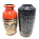 Two large West German pottery vases, largest height 37cm.