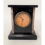 Small black slate and marble timepiece with German movement stamped H.A.C. made in Wurttemberg,