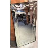 Modern Viennese style rectangular wall mirror, 50cm x 101cm.