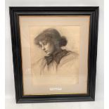 GRACE E GLADSTONE (19th Century British), Portrait of a girl; Charcoal. Attributed to the mount,