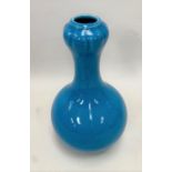 A Chinese garlic neck bottle vase with pale blue crackle glaze, height 26cm