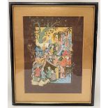 19th century Indian Numerous figures Gouache 29.5 x 42cm