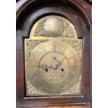 Eight day long case clock, the 11.5in brass arch dial signed Mathw Lyon Hadingtown, the mahogany