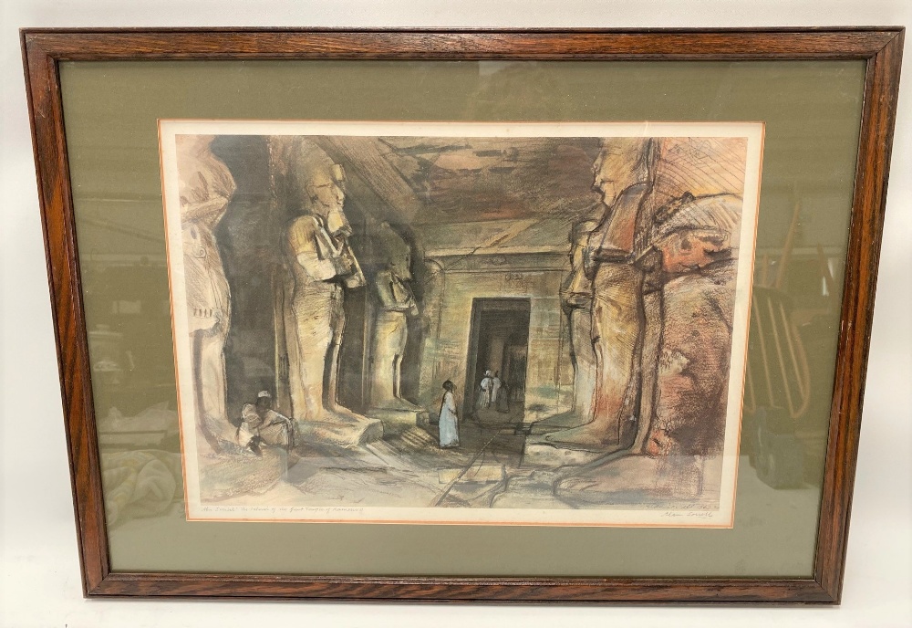 After ALAN SOORELL The Interior of the Great Temple of Rameses II Colour print Signed and - Image 2 of 2