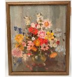 TERESA COPNALL (20th century British) Still life of flowers Oil on canvas Signed 60 x 50cm