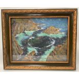 PHILIP MAURICE HILL (1892-1952) Rocky Cornish coastal scene Oil on board Signed 37cm x 47cm the back