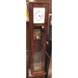 Mahogany cased electric master clock with replacement 6' circular dial with a glazed door and on