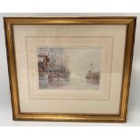 ALAN STARK (20th Century) Fishing boats in a harbour Watercolour Signed 15.5cm x 22cm