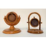 A Mauchline Ware pocket watch stand printed with a vignette of the pier at Skegness, height 10cm;