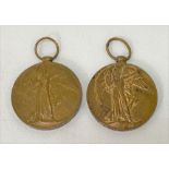 Two WW Great War medals, one awarded to 282855 H. HOLLOCOMBE. STO. 1. R.N., the other awarded to J.