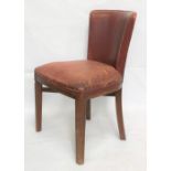 A pre-war oak framed red leather covered chair, height 80cm.