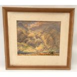 T.E. SEDDINGTON TAYLOR Mountainous lake landscape Watercolour Signed 32 x 39.5cm