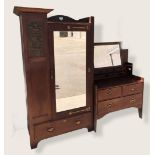 A good Arts & Crafts Shapland & Petter of Barnstaple robe and matching mirror-back chest, the robe