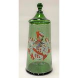 A 19th century Bohemian green glass armorial lidded stein with the date Anno: 1657 and decorated