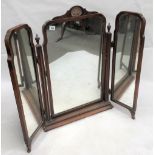Mahogany veneered triple dressing table mirror, height 81cm