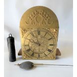 A 30 hour long case clock with 10in brass dial signed Thos Crouch, St. Ives, with later applied