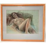 KEN SYMONDS (1927-2010) Reclining nude Colour pastel 35cm x 47.5cm
