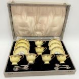 A Royal Albert cased set of six teacups and saucers with silver plated spoons, width of case 46.5cm.