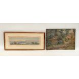 JOSEPF MOREWOOD STANIFORTH (1863-1921) Landscape with sheep, Watercolour, Monogrammed, 8.5cm x 34.