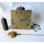 A 30 hour long case clock movement with 10in brass square dial signed Rich Wright Witham