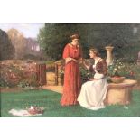 FREDERICK APPLEYARD (1874-1963) A.R.R. Two ladies in a garden Oil on canvas Signed 31 x 46cm