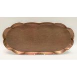 A Hayle copper oblong tray with wavy rim, width 58cm.