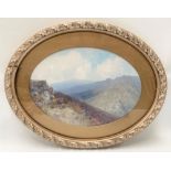 FREDERICK JOHN WIDGERY (1861-1942) Dartmoor landscape Gouache Signed Oval 25cm x 35cm