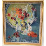 M. BOLEGARD Oriental ceramics still life Signed Oil on board 67cm x 59cm