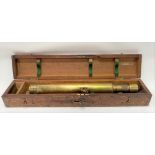 A military brass gun sight by W. Ottway & Co. Orion Works Ealing, within fitted hinged pine box,