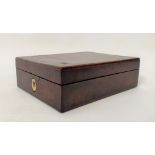 A George III mahogany boxwood and ebony banded campaign mirror within hinge-lidded box, revealing an