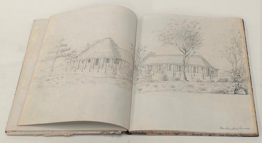 An interesting 19th century sketch book by Henry Green, Bangalore, dated January 3rd 1850, with - Image 13 of 26