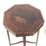 An early 20th century Sheriton Revival inlaid and painted octagonal section occasional table, the