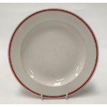 German Third Reich dish, the rim with red banding, green printed pottery marks to the base and