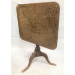 George III oak rectangular tilt-top tripod table, width 81cm