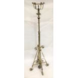 A Victorian brass telescopic oil standard lamp with patent stamp and with copper mounted rings and