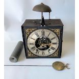An eight day long case clock movement with 8inch silvered chapter ring, inscribed 'Dartmouth Devon',