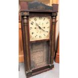 American two train wall clock by Burr & Chitenden, within a stained pine case, height 89cm.