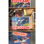 Box containing miscellaneous Meccano including a modern hyperspace construction set, a 2501 set,