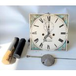 An eight day long case clock movement, the 11in painted dial signed Lanfrini & Gubert Blandford,