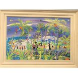 JOHN DYER (1968) A.R.R. Caribbean Wedding Oil on board Signed Inscribed to the back 59cm x 90cm