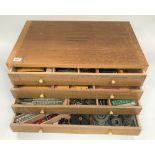 Meccano outfit no. 10 within original oak four drawer chest, width 60cm (we do not guarantee the