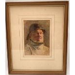 FREDERICK JAMES MCNAMARA EVANS (1859-1929) An old salt Watercolour Signed 18cm x 13cm