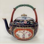 A Victorian Ashworth pottery Imari decorated chinoiserie teapot, the base with lozenge