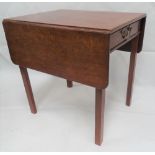 A small 19th century mahogany Pembroke table with single end drawer, raised on chamfered legs, width