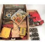 Box containing a quantity of Meccano spares