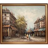BERNARD Continental street scene, Oil on canvas, Signed, 50cm x 60cm
